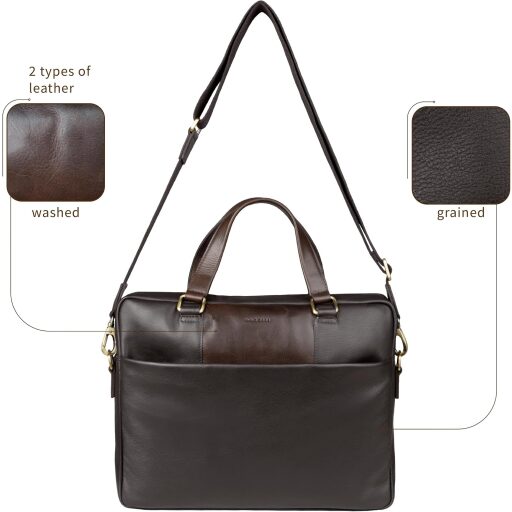 Bugatti pánska kožená taška na notebook Ryan 49255002 hnedá materiál