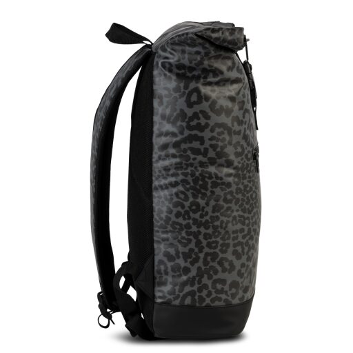 Športový roll top batoh na notebook Fabrizio BENCH Hydro 64175-0127 čierno-sivý leopardí vzor ľavý bočný náhľad