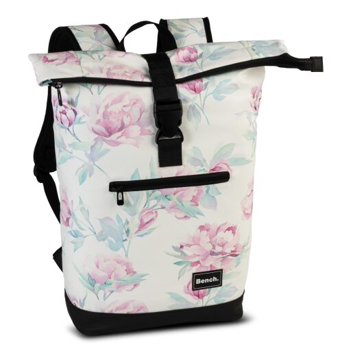Bench Športový roll top batoh na notebook Hydro 64175-2021 biely s kvetinovým vzorom