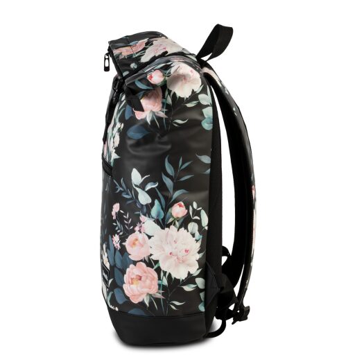 Športový roll top batoh na notebook Fabrizio BENCH Hydro 64175-9801 čierny s kvetinovým vzorom náhľad pravá strana
