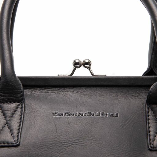 The Chesterfield Brand Dámska kožená kabelka do ruky aj cez rameno Dorin C48.141500 čierna logo