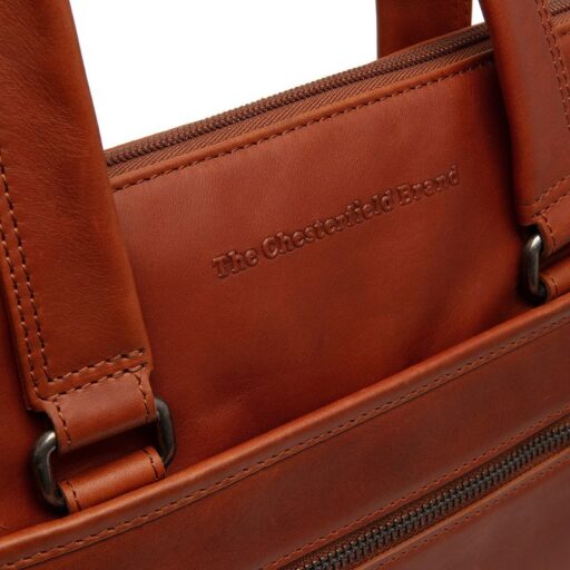 The Chesterfield Brand Kožená taška na notebook Elvas C40.110331 koňaková logo