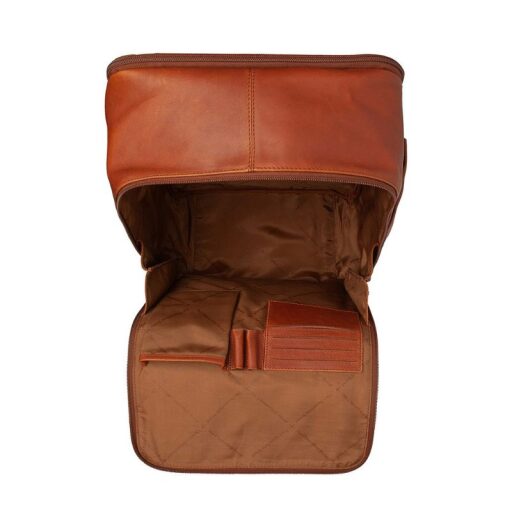 The Chesterfield Brand Kožený batoh na notebook Calden C58.071231 koňakový otvorený