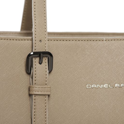 DANIEL RAY veľká nákupná kabelka na notebook 15,6" Lithgow DR18.1619.06 krémová logo