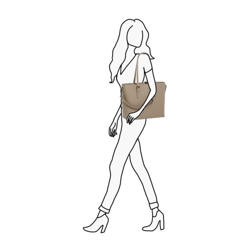 DANIEL RAY veľká shopper kabelka na notebook 15,6" Lithgow DR18.1619.06 smotanová na postave