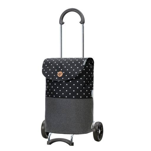 Andersen Nákupná taška na kolieskach SCALA SHOPPER® DUKO 112-203-80 čierna s bodkami