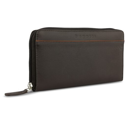 Elegantná dámska kožená peňaženka RFID Bugatti Banda Zip Ladies Long Wallet 49133602 hnedá