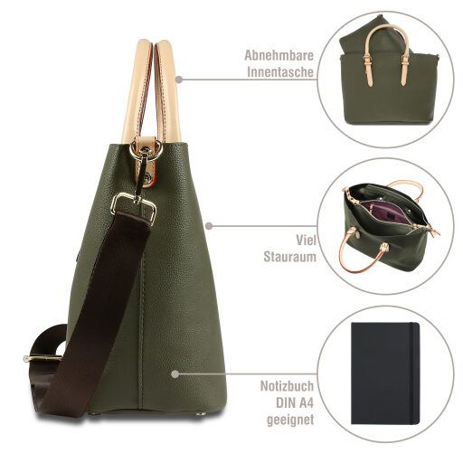 Bugatti Dámska shopper kabelka Ella M 49362484 olivová