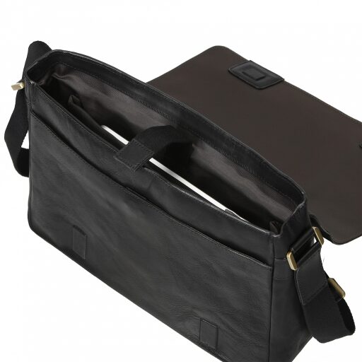 Bugatti Kožená messenger taška na notebook TOCCO 49864201 čierna