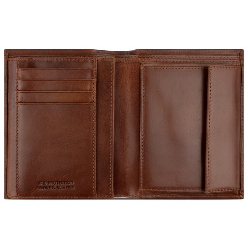 Bugatti Nobile Vertical Wallet With Flap RFID Pánska kožená peňaženka 49125507 koňaková - otvorená