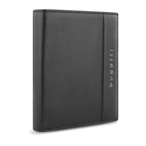 Bugatti Pánska kožená peňaženka RFID Nome Vertical Wallet With Flap & Zip 49160801 čierna