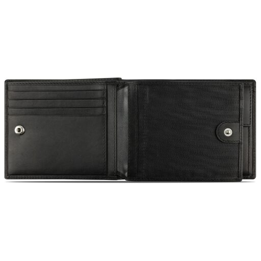 Pánska kožená peňaženka Bugatti Super Slim Wallet With Flap RFID 49190201 čierna - otvorená