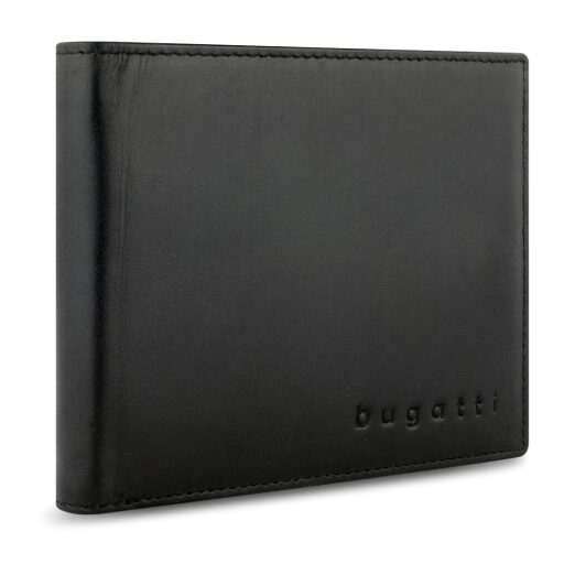 Pánska kožená peňaženka Bugatti Super Slim Wallet With Flap RFID 49190201 čierna - predná strana