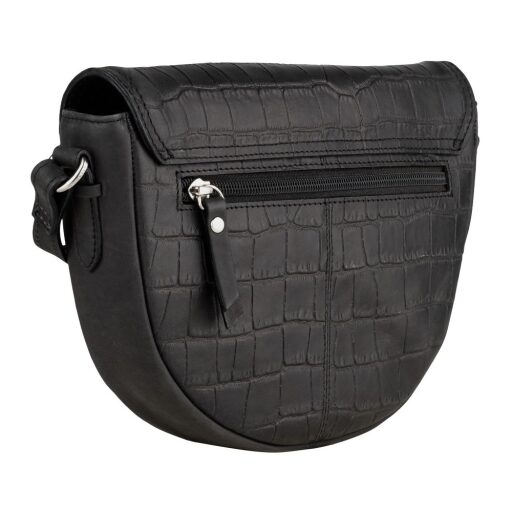 BURKELY Kožená kabelka crossover L halfmoon Croco Caia 1000075.29.10 čierna