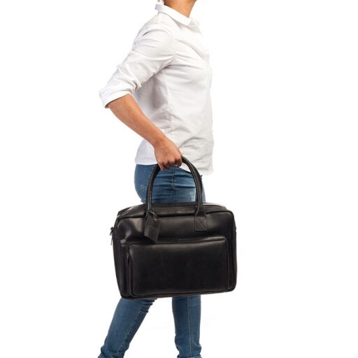 BURKELY Kožená pracovná taška na notebook 14" Mitch 9007921.22.10 čierna