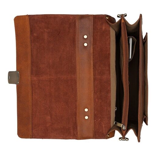 Kožená pracovná taška na notebook 15,6" Scott 9006378.22.24 koňaková otvorená