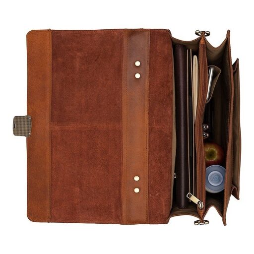 Kožená pracovná taška na notebook 15,6" Scott 9006378.22.24 koňaková otvorená