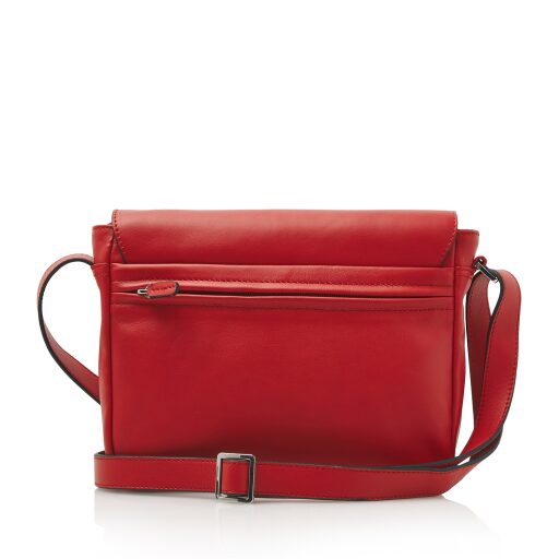 Castelijn & Beerens Babette Nappa Crossbody Dámska kožená kabelka s klopou 219650 červená - zadná strana