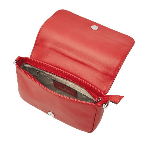 Castelijn & Beerens Dámska kožená RFID kabelka Babette Nappa Clutch 219810 červená - s otvorenou klopou