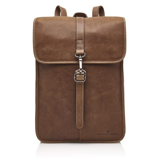 Castelijn & Beerens Kožený batoh na notebook 15,6" RFID 729575 CO koňakový