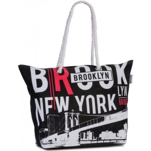Fabrizio Letná taška na pláž BROOKLYN BRIDGE 50334-9900 čierna a biela
