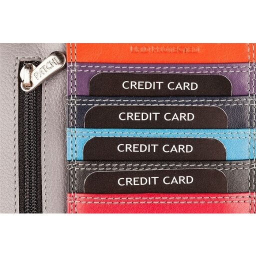Dámska kožená peňaženka PATCHI 61 RFID 3001020.61.10 čierna / multicolor - sloty na karty a doklady