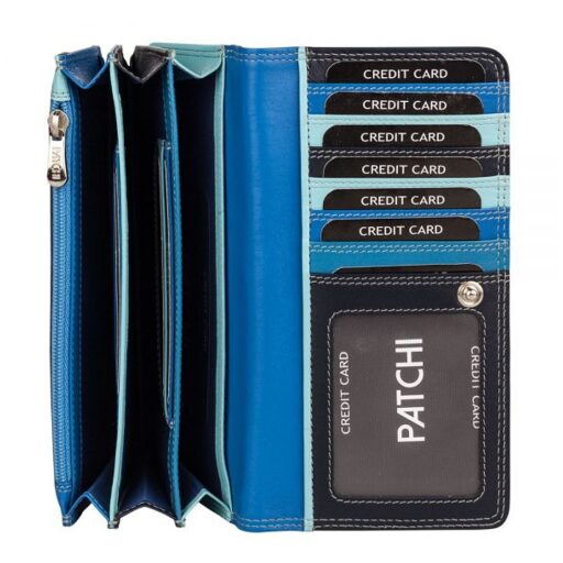 Patchi Dámska kožená peňaženka RFID 3001020.61.30 modrá / multicolor