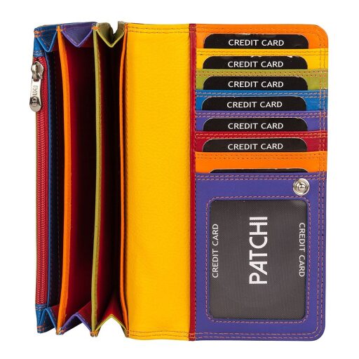 Dámska kožená peňaženka RFID PATCHI MULTICOLOUR WALLET 3001020.61.55 červená - priehradky na bankovky a karty