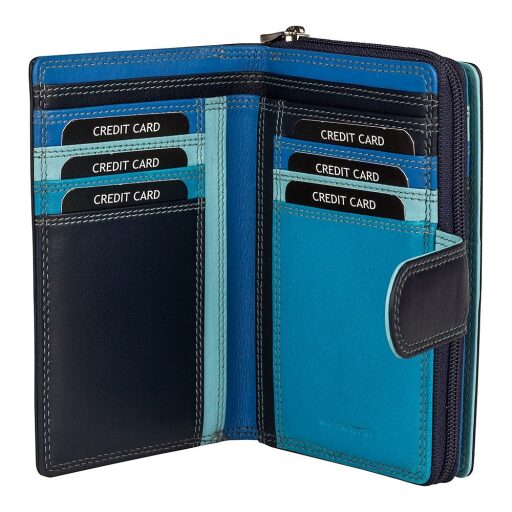 Dámska kožená peňaženka PATCHI 88 RFID MULTICOLOR WALLET 3001025.61.30 modrá - vnútorné členenie