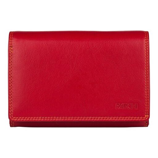 Patchi Dámska kožená peňaženka RFID 3001027.61.55 PATCHI MULTICOLOUR WALLET L červená / multicolor - predná strana