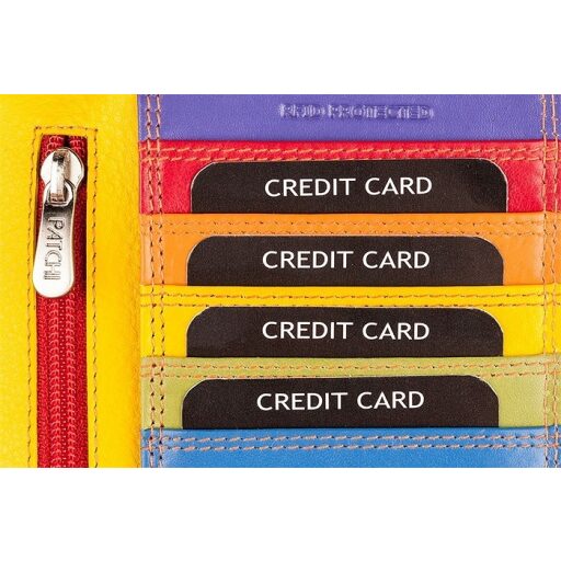 Patchi Dámska kožená peňaženka RFID 3001027.61.55 červená / multicolor - sloty na karty a doklady