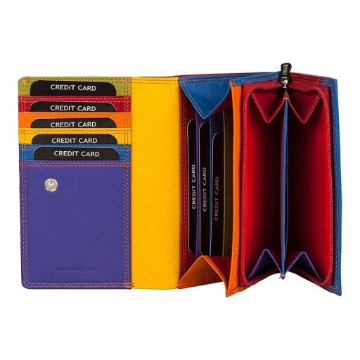 Patchi Dámska kožená peňaženka PATCHI MULTICOLOUR WALLET L 3001027.61.55 červená / viacfarebná - otvorená
