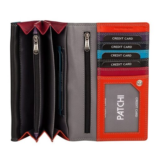 Patchi Dámska kožená peňaženka RFID 3001036.61.10 čierna / multicolor