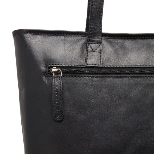 The Chesterfield Brand Kožená shopper taška na 14palcový notebook Pisa C38.019600 čierna - zipsové vrecko na zadnej strane kabelky
