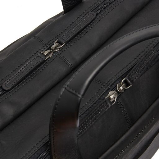 The Chesterfield Brand Kožená taška na notebook 17" C40.101500 Ryan čierna - detail zipsov