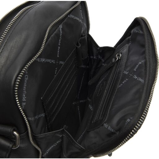 The Chesterfield Brand Kožená taška cez rameno na doklady Alva C48.095500 čierna vnútorné priehradky