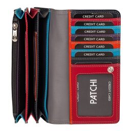 Patchi 61 RFID kožená peňaženka 3001020.61.10 čierna / multicolor - priehradky na bankovky a karty