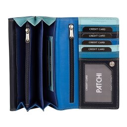 Dámska kožená peňaženka PATCHI WALLET RFID 3001036.61.30 modrá / multicolor - priehradky na bankovky a sloty na karty