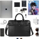 Bugatti kožená taška na notebook 17" Black Magic 49127601 čierna