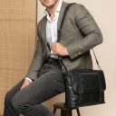 The Chesterfield Brand Kožená taška na notebook C40.109200 Veneto čierna cez rameno