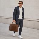 Bugatti Kožená taška na notebook Remo 49239207 koňaková