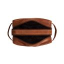 Cestovná kozmetická etue Stacey značky The Chesterfield Brand C08.016531 koňaková - otvorené zipsové priehradky a pútka po stranách