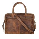 Greenburry kožená vintage taška na notebook 15,6" Amber 1646-25 hnedá predná strana