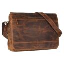 Greenburry kožená vintage taška na notebook 14" 1766B-25 hnedá predná strana