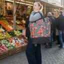 PUNTA wheel Veľká nákupná taška na kolieskach 10303-2614 zeleno-oranžová s kvetmi cez rameno