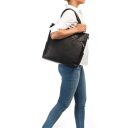 BURKELY Kožená shopper kabelka Antique Avery 8005217.56.10 čierna na ramene